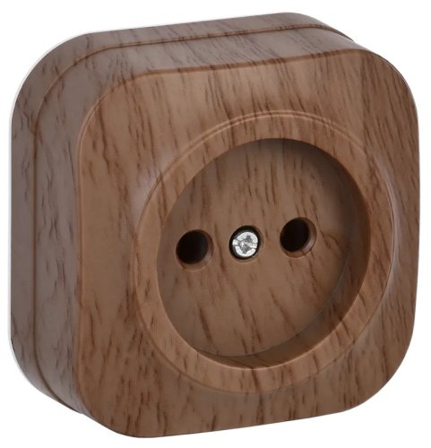 Розетка без заземления накладная IEK Glory РС20-2-ХД 1-м. дуб картинка